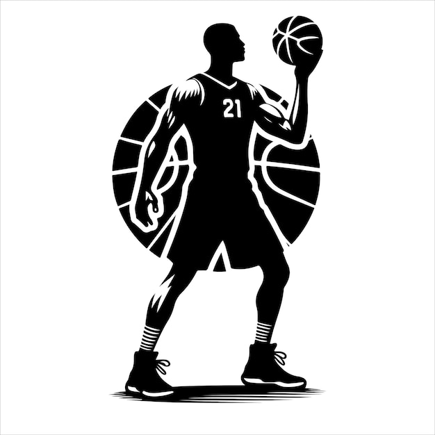 Vector vector de silueta del jugador de baloncesto