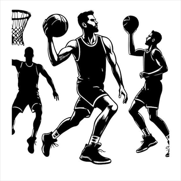 Vector vector de silueta del jugador de baloncesto