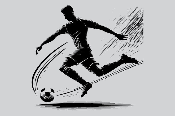 Vector de silueta de jugador de fútbol para diseños deportivos
