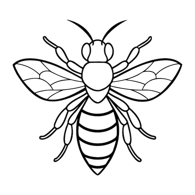 Vector de silueta de línea de arte de abejas