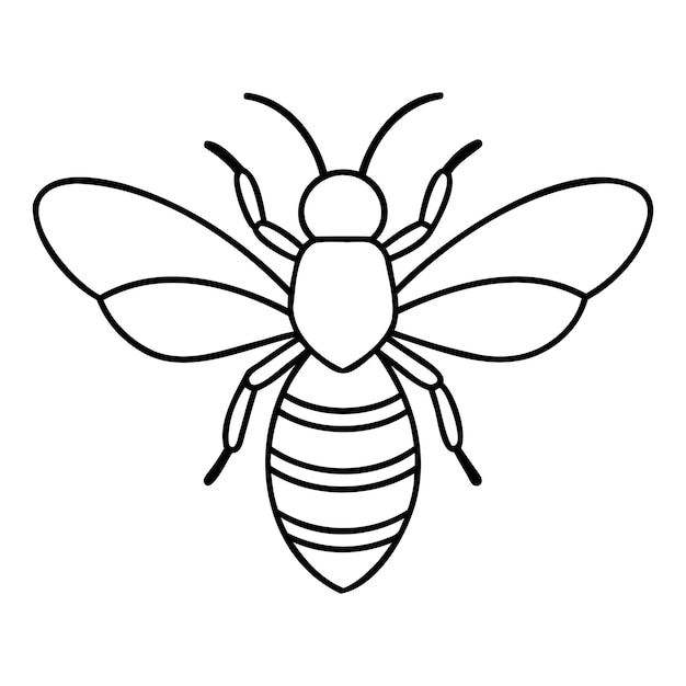 Vector de silueta de línea de arte de abejas
