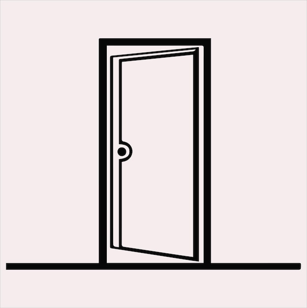 Vector de silueta de línea de arte de la puerta sobre un fondo blanco