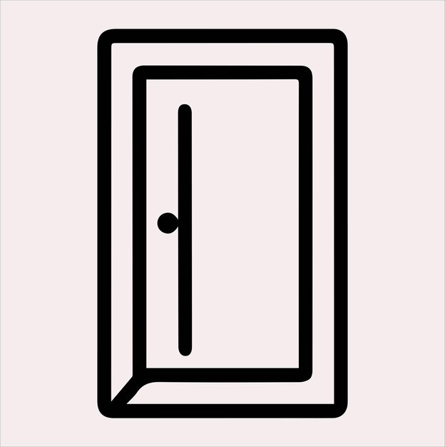 Vector de silueta de línea de arte de la puerta sobre un fondo blanco