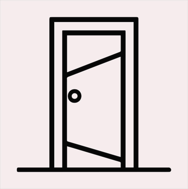 Vector de silueta de línea de arte de la puerta sobre un fondo blanco