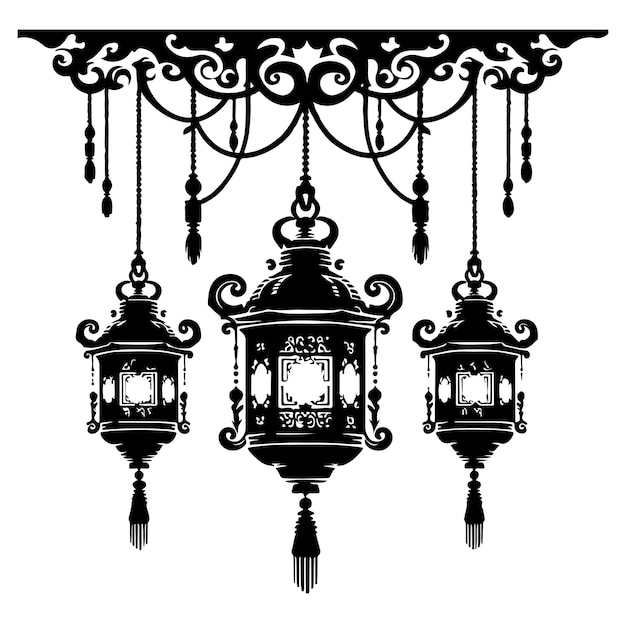 Vector de silueta de la linterna colgante