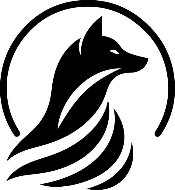 Vector de silueta de lobo mínimo de color negro silueta de fondo blanco 2