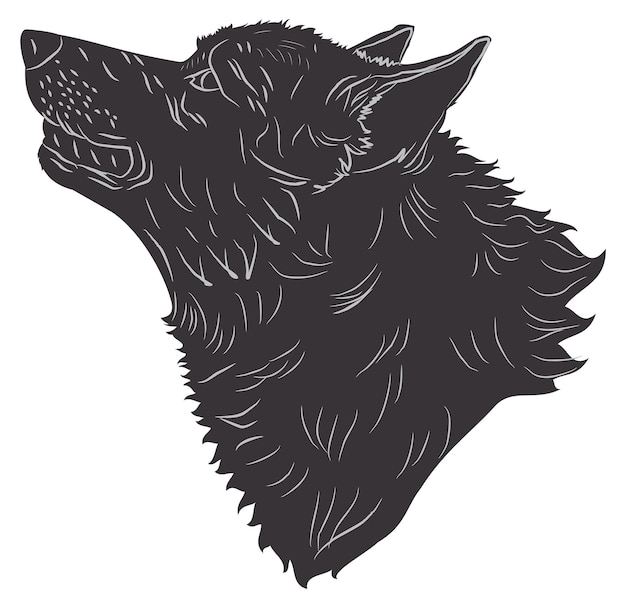 Vector vector de silueta de lobo negro aullando