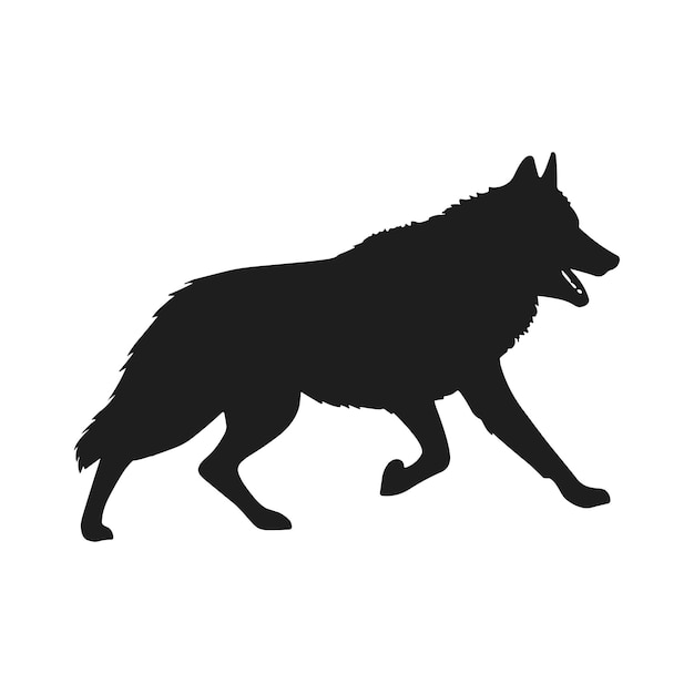 Un vector de silueta de lobo