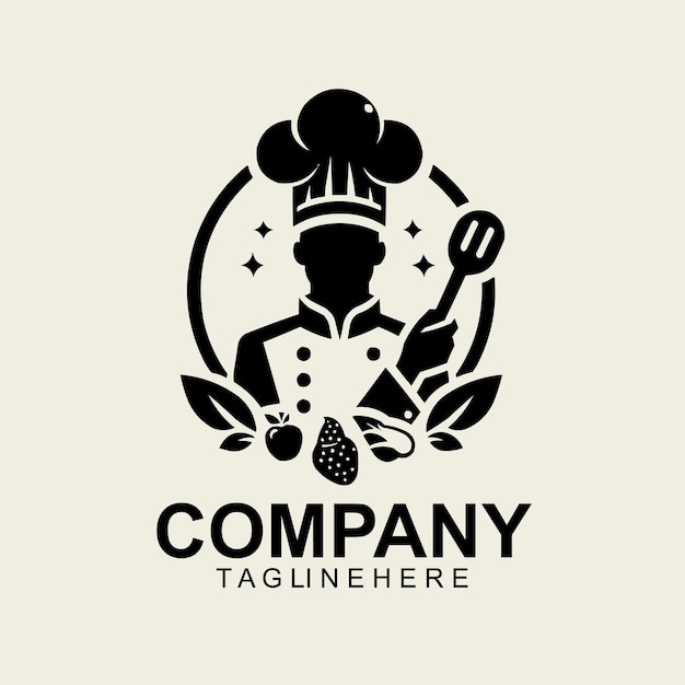Vector de silueta del logotipo de la cabeza del chef