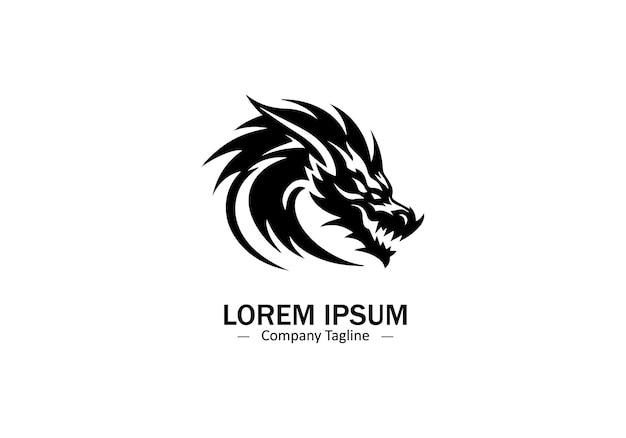 Vector de una silueta de logotipo de dragón en un fondo blanco Festival chino de dragones enojados y agresivos