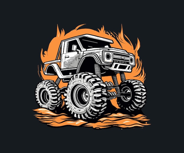 Vector de silueta del logotipo del jeep fuera de carretera extremo