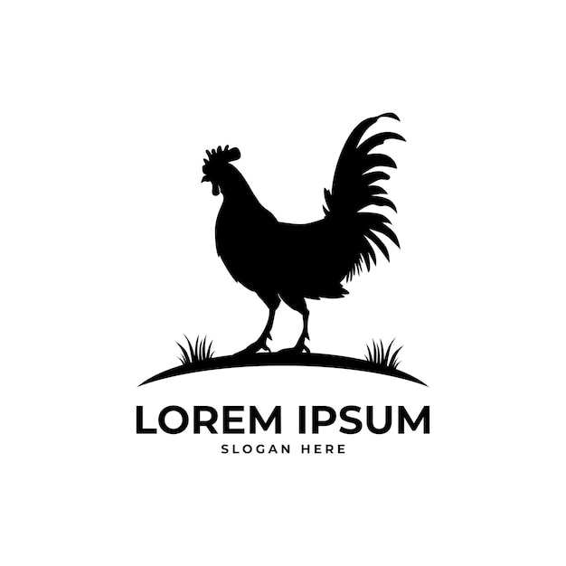 Vector de la silueta del logotipo del pollo de gallo