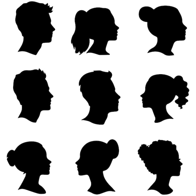 Vector de silueta del logotipo del rostro de un hombre y una mujer