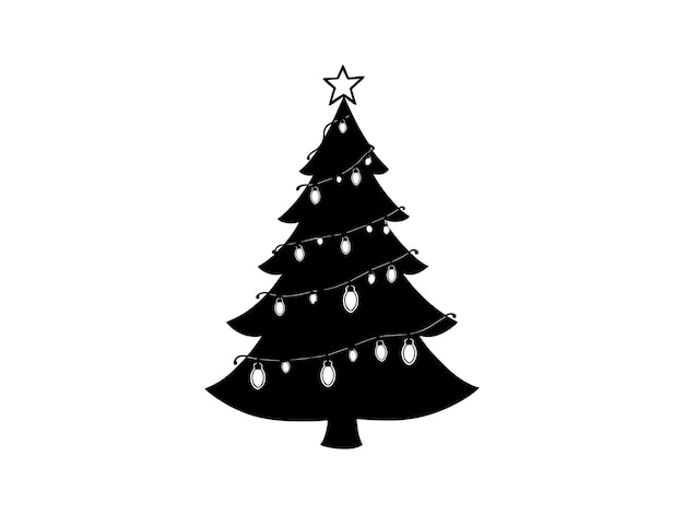 Vector de silueta de luces de árbol de Navidad para diseños festivos de vacaciones