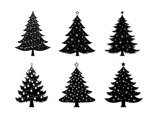 Vector de silueta de luces de árbol de Navidad para diseños festivos de vacaciones