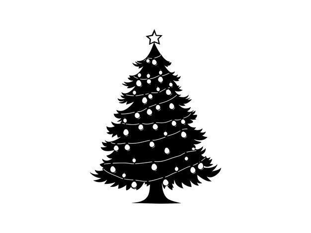 Vector de silueta de luces de árbol de Navidad para diseños festivos de vacaciones