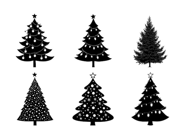 Vector de silueta de luces de árbol de Navidad para diseños festivos de vacaciones