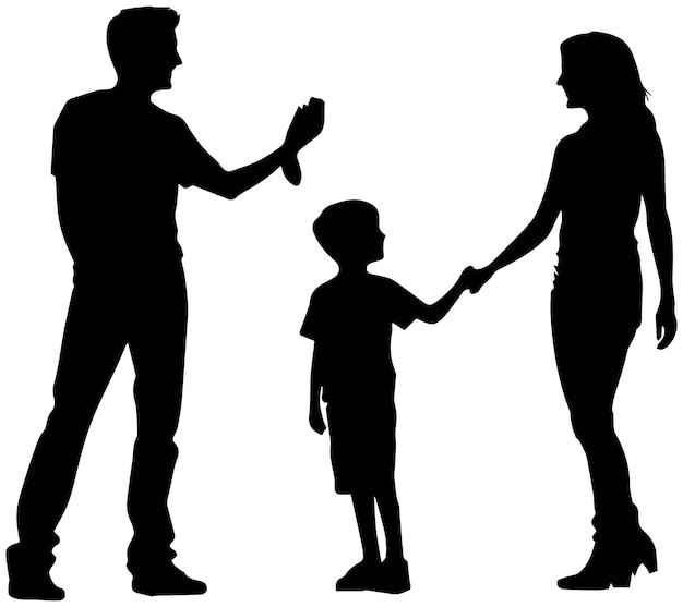 Vector de silueta de la madre, el padre y el bebé