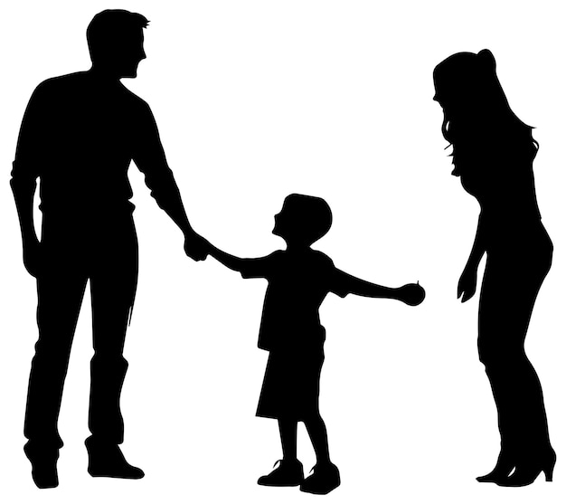 Vector de silueta de la madre, el padre y el bebé