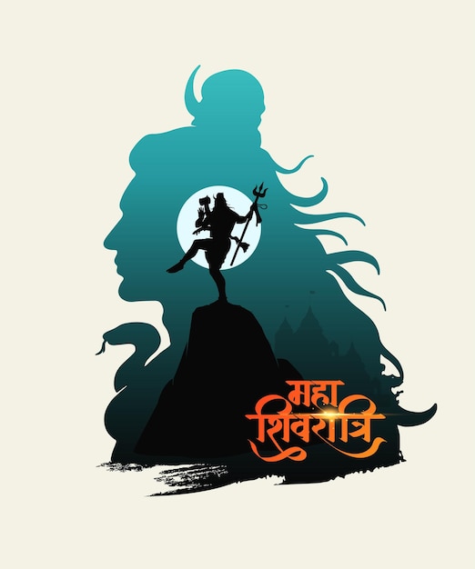 Vector de silueta de Maha Shivratri del fondo creativo conceptual de Lord Shiva Shankar