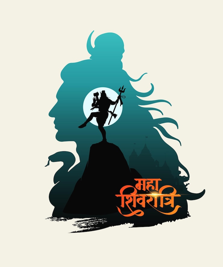Vector vector de silueta de maha shivratri del fondo creativo conceptual de lord shiva shankar