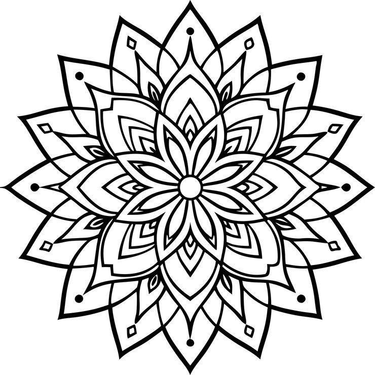 Vector de silueta de mandala con patrón oriental