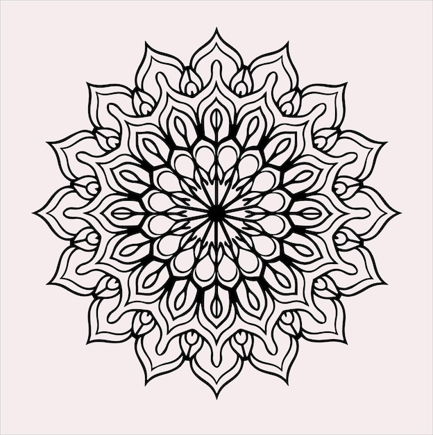 Vector de silueta de mandala sobre un fondo blanco