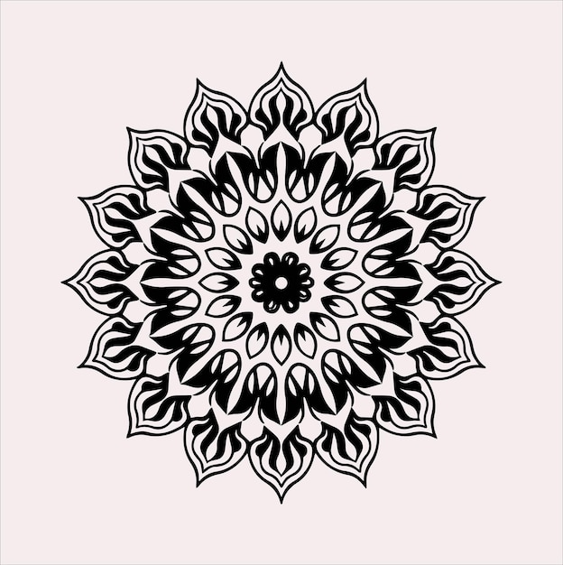 Vector de silueta de mandala sobre un fondo blanco