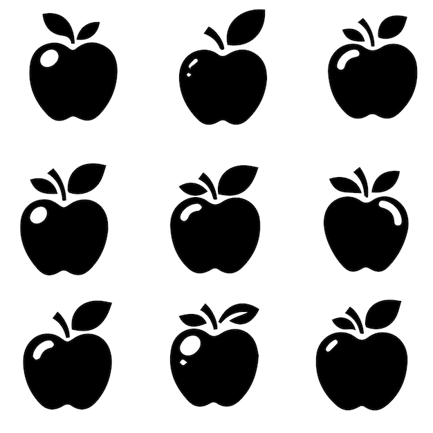 Vector de silueta de manzana El logotipo de manzana está monocromático