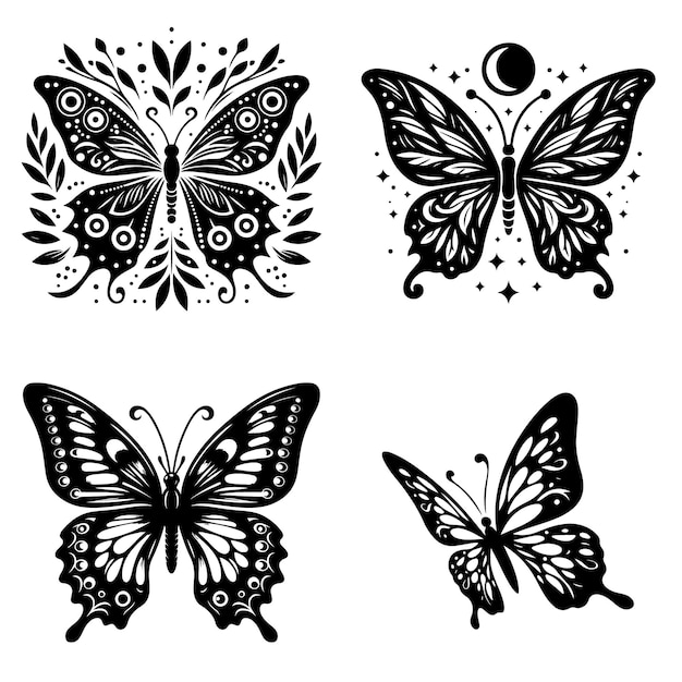 Vector de silueta de mariposa para su descarga editable