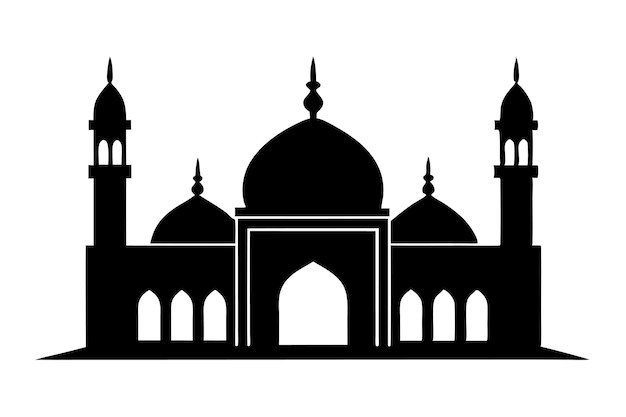 Vector de silueta de la mezquita islámica