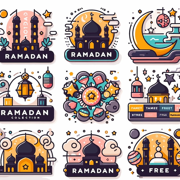 Vector de la silueta de la mezquita Ramadhan Kareem