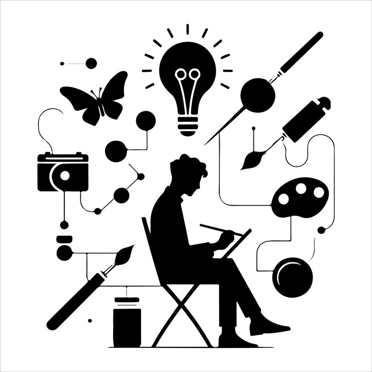 Vector vector de silueta mínima del artista del dibujo