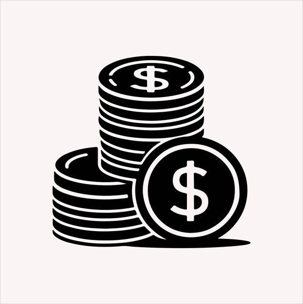 Vector de silueta de moneda de dólar en fondo blanco
