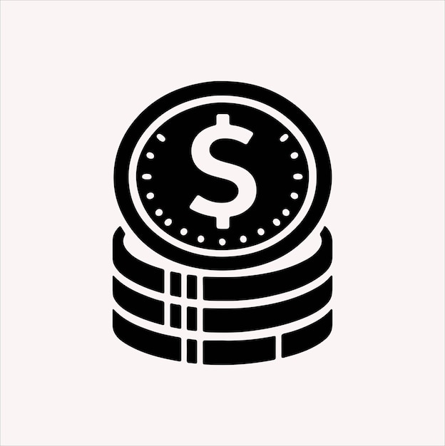 Vector de silueta de moneda de dólar en fondo blanco
