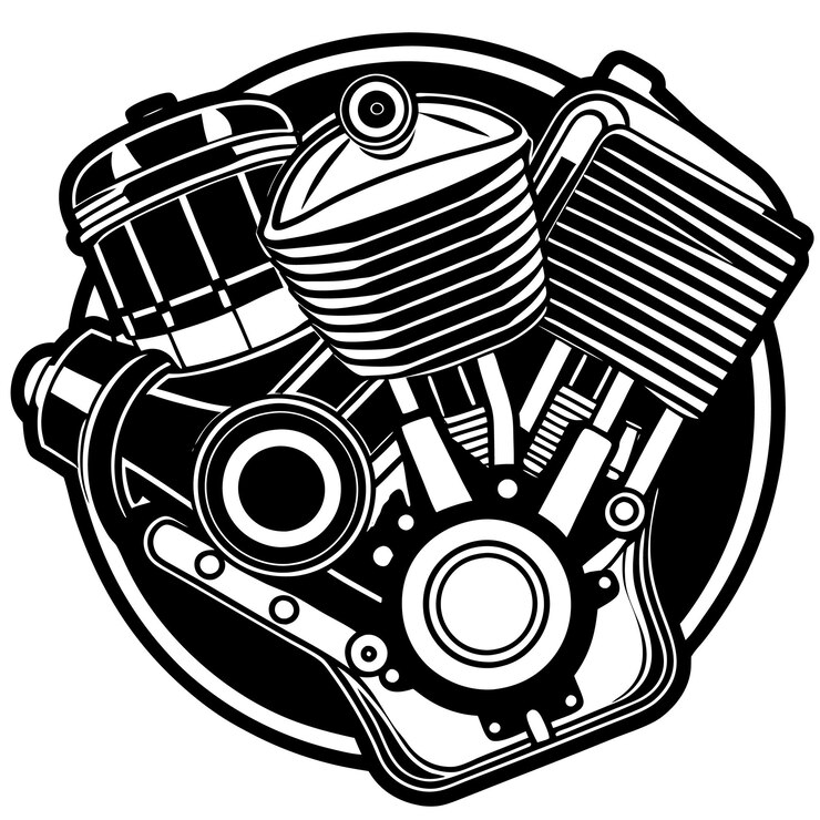 Vector vector de silueta del motor de la motocicleta