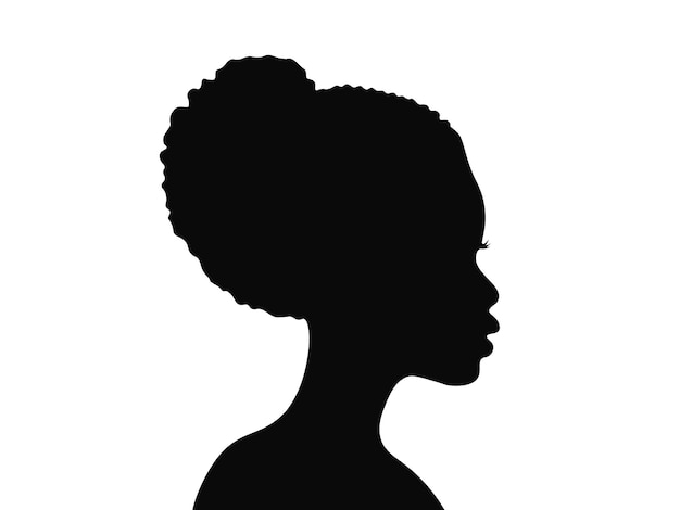 vector de silueta negra de belleza femenina afro