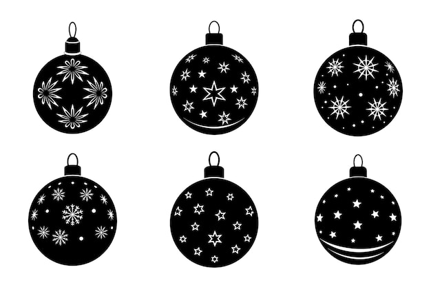 Vector de silueta negra de la bola de Navidad plana