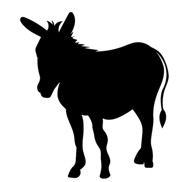 Vector de silueta negra burro aislado