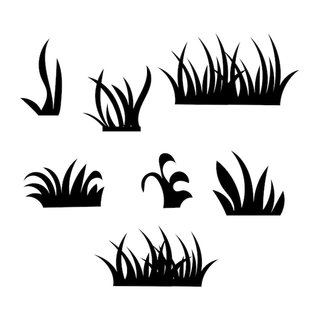 vector de silueta negra de hierba transparente