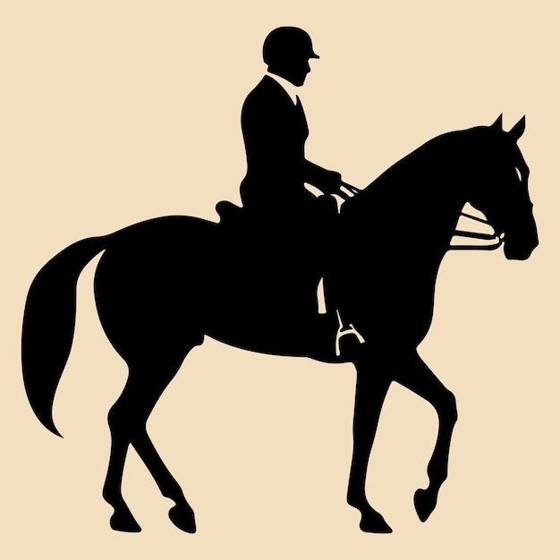 Vector de silueta negra del jinete a caballo