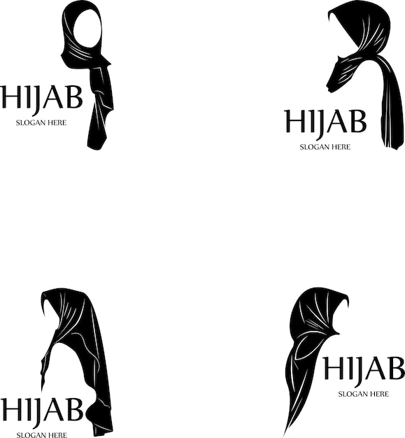 Vector de silueta negra de las mujeres en hijab