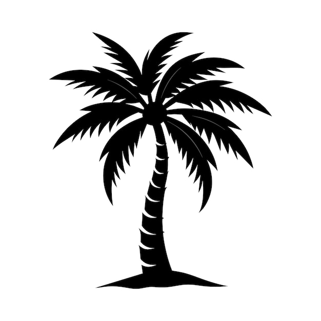 Vector un vector de silueta negra de una palmera sobre un fondo blanco