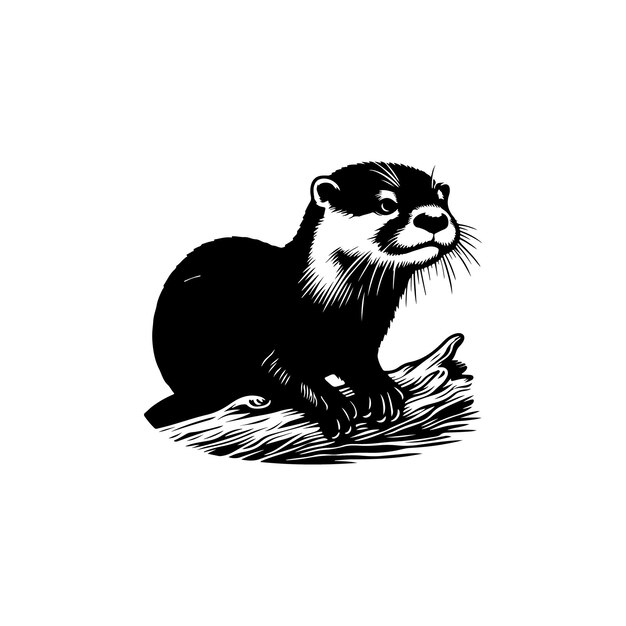Un vector de silueta de nutria aislado sobre fondo blanco
