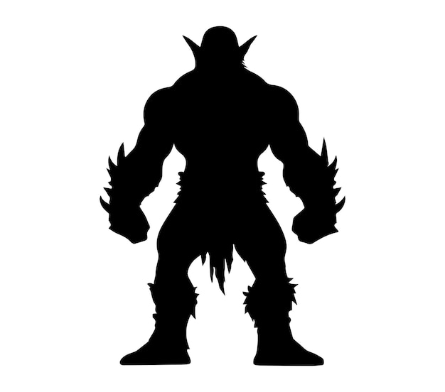 Vector de silueta de orco sobre un fondo blanco