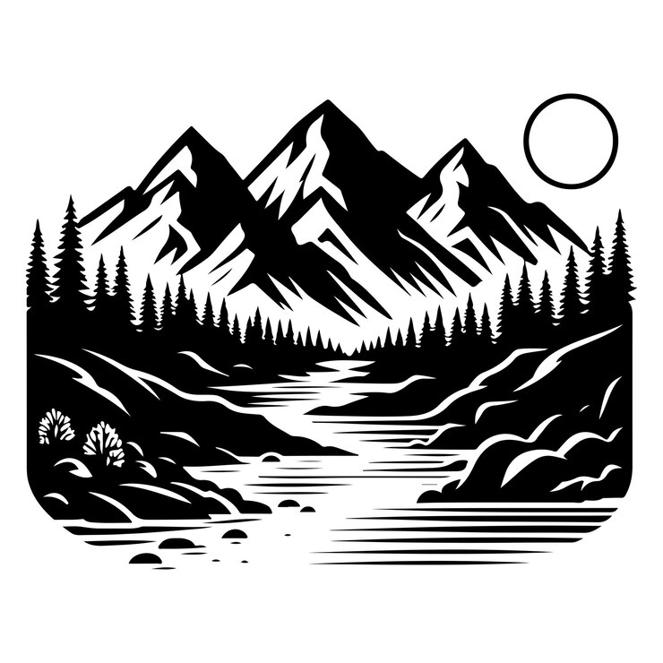 vector de silueta del paisaje de montaña