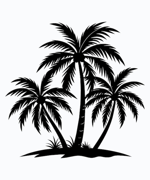 El vector de la silueta de la palmera es negro