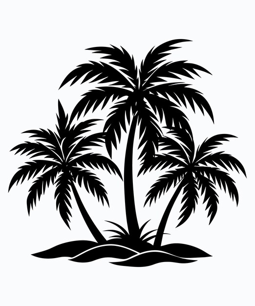 El vector de la silueta de la palmera es negro