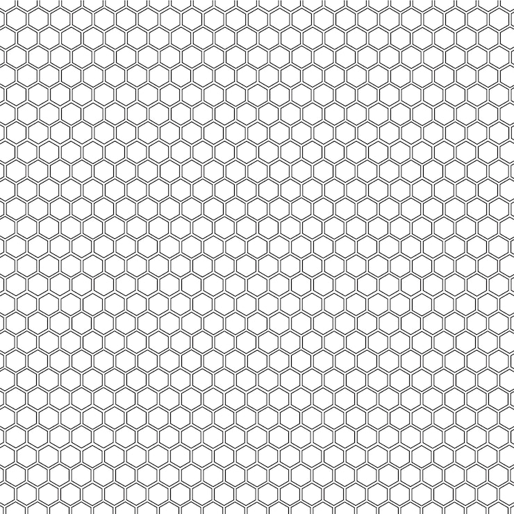 Vector vector de silueta del patrón de panal de contorno negro