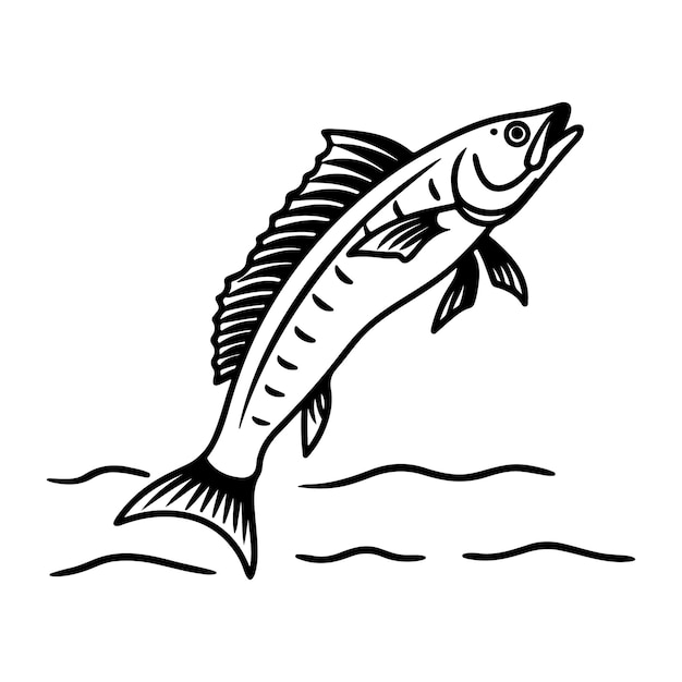 Vector de silueta de peces de gran mar aislado con fondo blanco